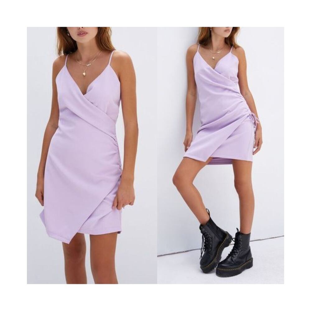 4SI3NNA | NWT Swipe Right Cassie Lilac Purple Mini Faux Wrap Dress